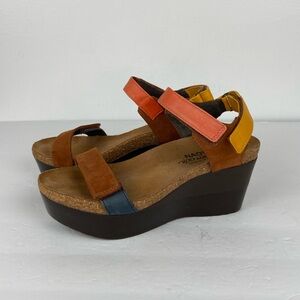Naot Miracle Wedge Sandals Size 37 US 6.5 Multicolor Boho Adjustable Strap